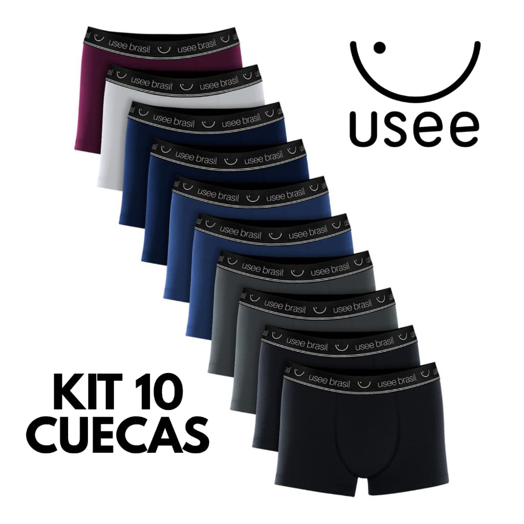 Kit Com 10 Cuecas Boxer Microfibra Adulto Usee Brasil